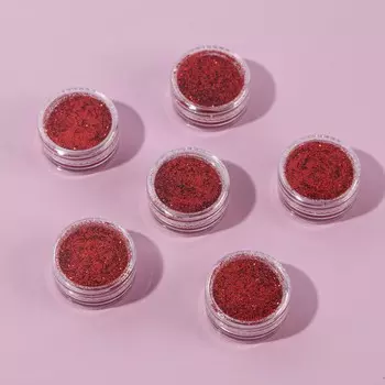 Набор блесток для декора, мелкий помол, алый, 6 штук
