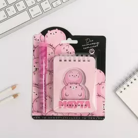 Подарочный набор, блокнот и ручка пластик