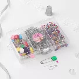 Набор булавок: портновские, с круглым концом, английские, 22 / 37 / 40 мм, 422 шт., разноцветный