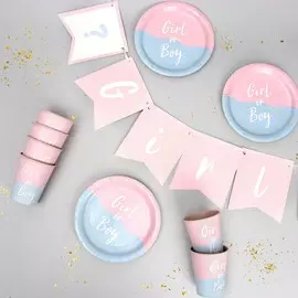 Посуда бумажная одноразовая на гендер-пати