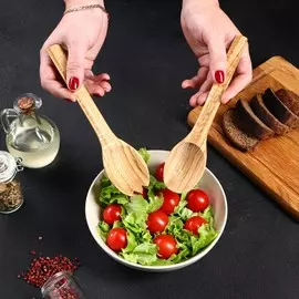 Набор деревянных ложек для салата, 22х5 см, массив дуба