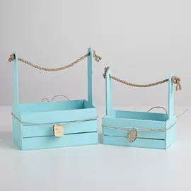 Набор деревянных ящиков 2 в 1 с плашкой,