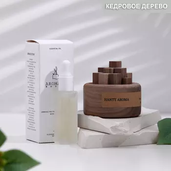Набор деревянный диффузор hantt aroma, кедровое дерево, с эфирным маслом 10 мл в коробке