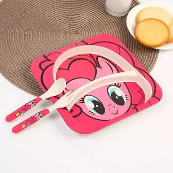 Набор детской бамбуковой посуды, 3 предмета: тарелка, вилка, ложка