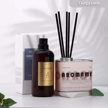 Набор диффузор ароматический aromame, гардения жасминовидная, 500 мл прямоугольная банка