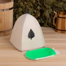 Набор для бани шапка с мочалкой