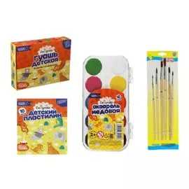 Набор для творчества №10 calligrata: акварель, гуашь, пластилин, кисти