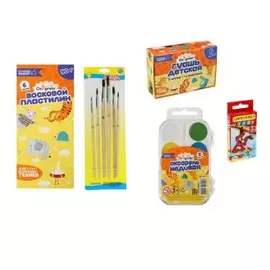 Набор для творчества №12 calligrata: акварель, гуашь, пластилин восковой, кисти, мел