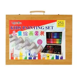 Набор для рисования 251 предмет в деревянном чемоданчике