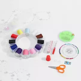 Швейный набор, 74 предметов, в пластиковом органайзере, 15,5 15,5 3 см