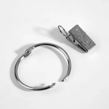 Набор для штор, кольцо разъемное, d = 36/41 мм, 10 шт, зажим, 33 11 мм, 10 шт, цвет серебряный