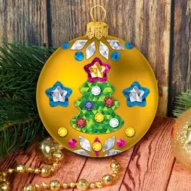 Набор для творчества. декорирование ёлочного шара цветной фольгой, шар золотой + стразы