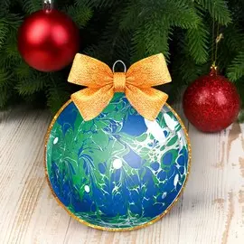 Набор для творчества. новогодний шар - эбру, серебряный шар