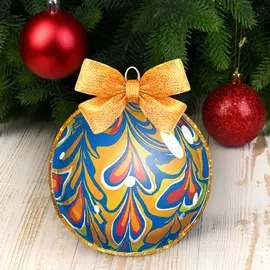 Набор для творчества. новогодний шар - эбру, золотой шар