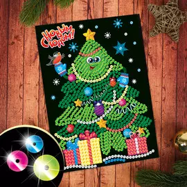 Набор для творчества. новогодняя аппликация пайетками с клеевым слоем