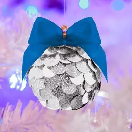 Набор для творчества. создание новогоднего шара с пайетками, серебряный