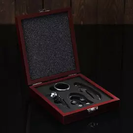 Набор для вина 4 предмета: штопор, пробка, каплеуловитель, нож для фольги