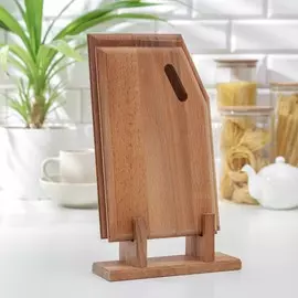 Нaбор досок разделочных нa подстaвке премиум, 2 шт: 28×17 см, 31×19 см, бук