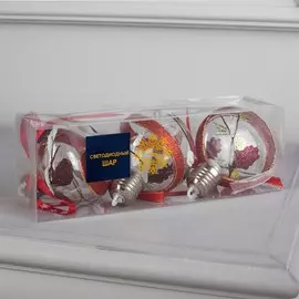 Набор елочных шаров luazon lighting, 3 шт, от батареек, свечение теплое белое