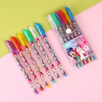 Ручка гелевая с блестками, в наборе 6 цветов, единорог,