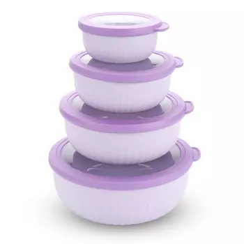 Набор герметичных контейнеров Velton Park (4 шт., 0,36/0,73/1,25/2,2 л, пластик, круг, фиол.)