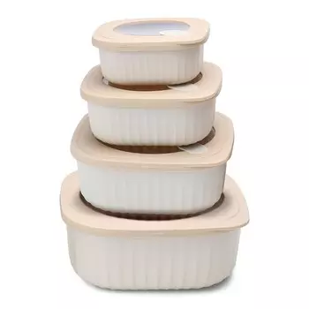 Набор герметичных контейнеров Velton Park (4 шт., 0,45/0,85/1,4/2,25 л, пластик, прямоуг., беж.)