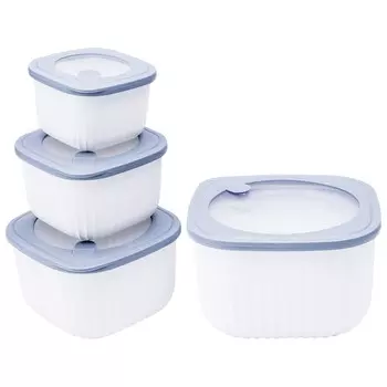 Набор герметичных контейнеров Velton Park (4 шт., 0,72/1,35/2,2/3,5 л, пластик, прямоуг., бел.)