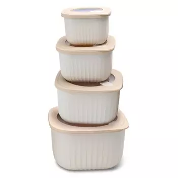 Набор герметичных контейнеров Velton Park (4 шт., 0,72/1,35/2,2/3,5 л, пластик, прямоуг., беж.)