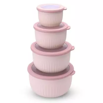 Набор герметичных контейнеров Velton Park (4 шт., 0,55/1,15/2,15/3,4 л, пластик, круг, роз.)