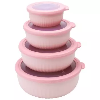 Набор герметичных контейнеров Velton Park (4 шт., 0,36/0,73/1,25/2,2 л, пластик, круг, роз.)