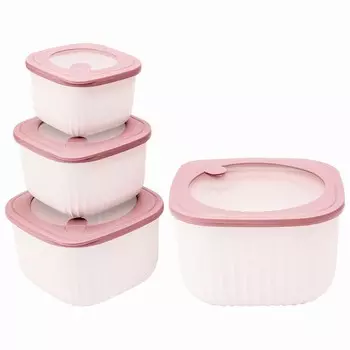 Набор герметичных контейнеров Velton Park (4 шт., 0,72/1,35/2,2/3,5 л, пластик, прямоуг., роз.)