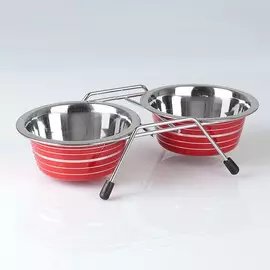 Набор из 2 цветных мисок на подставке, 2225 мл