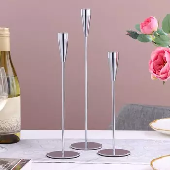 Набор из 3 подсвечников, металл, d=5 см h=36,5/31/26 см