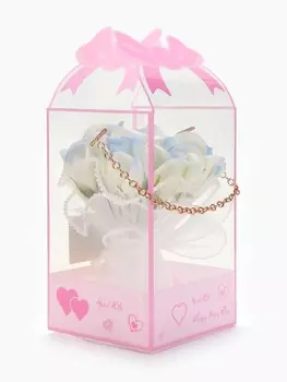 Набор из 6 нежных бело-голубых мыльных роз