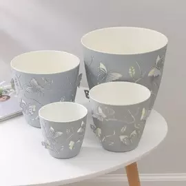Набор кашпо со вставкой lucky friday butterflies, 4 шт: 700 мл; 1,4 л; 2,5 л; 5,3 л, цвет жемчужно-серый