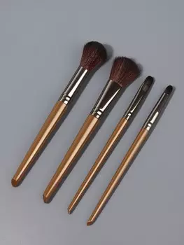 Набор кистей для макияжа, 4 предмета, 15.5 (±1) см, pvc-коробка, коричневый