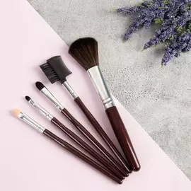 Набор кистей для макияжа, 5 предметов, темно-коричневый