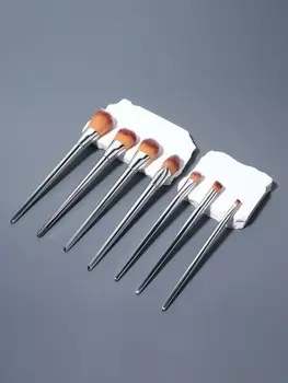 Набор кистей для макияжа, 7 предметов, 20(±1) см, серебристый