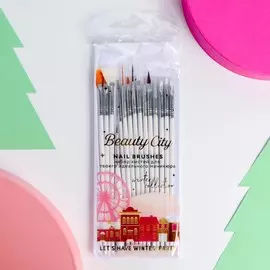 Набор кистей для маникюра christmas mood, 15 штук