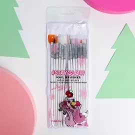 Набор кистей для маникюра stay glow, 15 штук