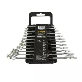 Набор ключей комбинированных в холдере tundra, crv, холодный штамп, 6 - 22 мм, 12 шт.