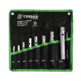 Набор ключей торцевых трубчатых в сумке tundra, оцинкованные, 6 - 22 мм, вороток, 9 предм.