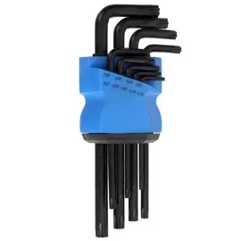 Набор ключей тундра black, torx tamper, удлиненные, crv, tt10 - tt50, 9 шт.