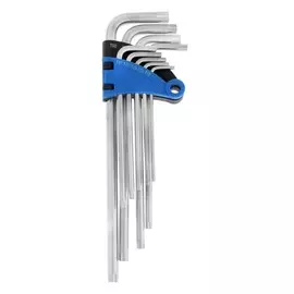 Набор ключей тундра, torx tamper, экстрадлинные, crv, tt10 - tt50, 9 шт.