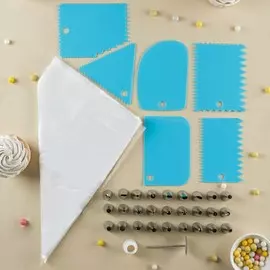 Набор кондитерский, 37 предметов: 28 насадок, 1 адаптер, набор шпателей 6 шт, кондитерский гвоздь, кондитерские мешки 50 шт