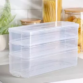 Набор контейнеров для хранения продуктов, 3 шт, 30×12×18,5 см, цвет прозрачный