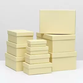 Набор коробок 10 в 1 30,5 х 20 х 13 - 12 х 6,5 х 4 см бежевый