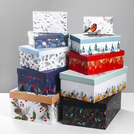 Набор новогодних подарочных коробок 10 в 1