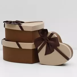 Набор подарочных коробок 3 в 1 сердца, коричневый, 21199 - 15.5146 см