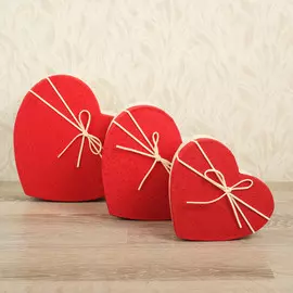 Набор подарочных коробок сердце 3 в 1,, белый - красный, 21199 - 15.5146 см